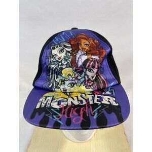 Monster High Girls Strap Back Adjustable Cap Hat Purple Black Group Photo